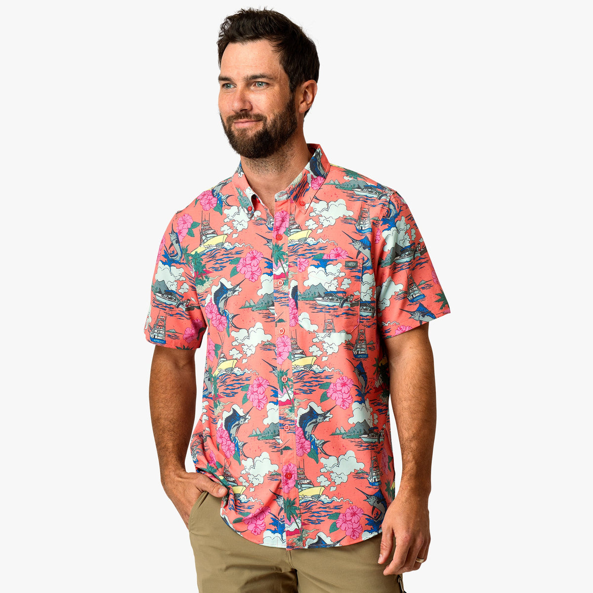 Boatbar Printed Button Down Fishing Shirt