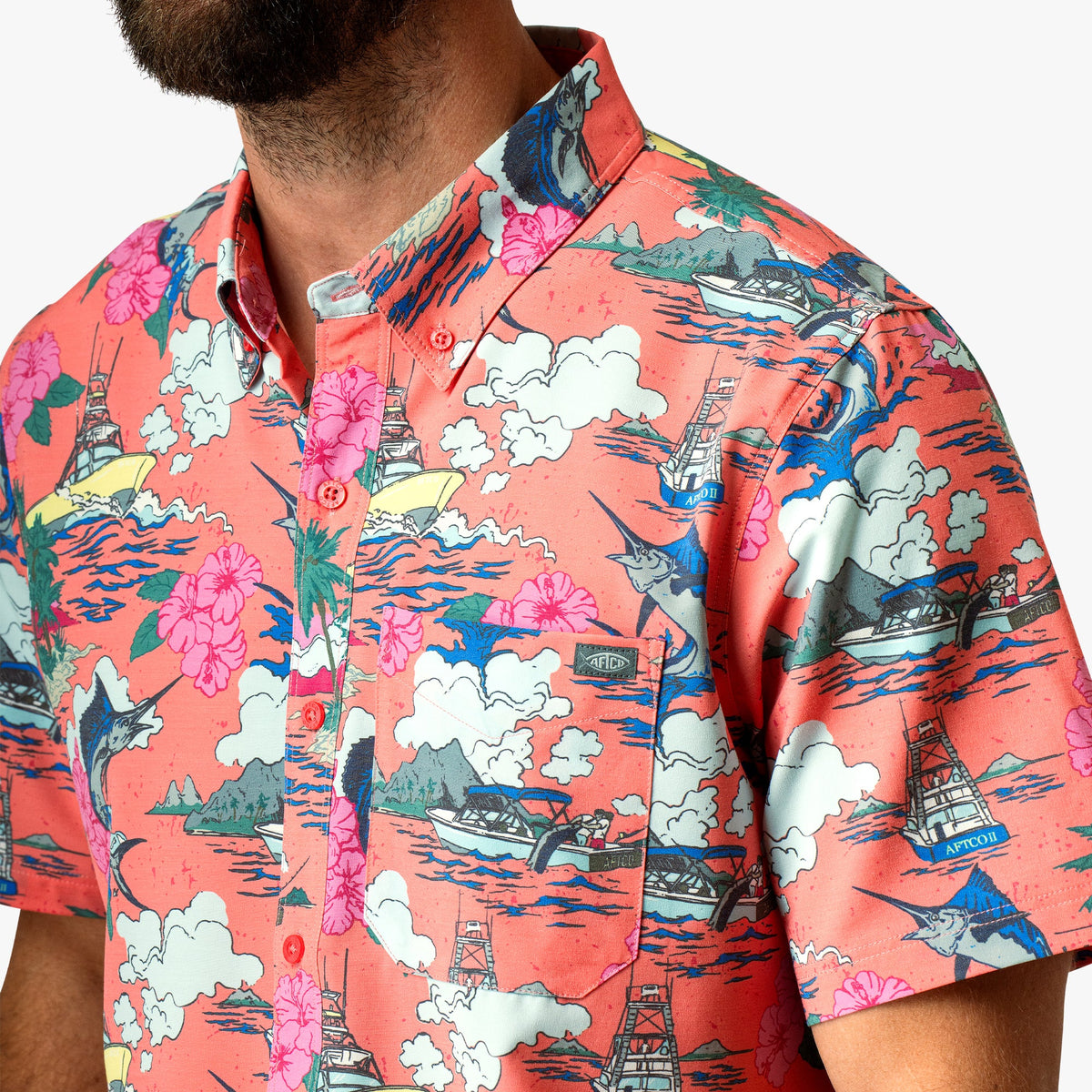 Boatbar Printed Button Down Fishing Shirt